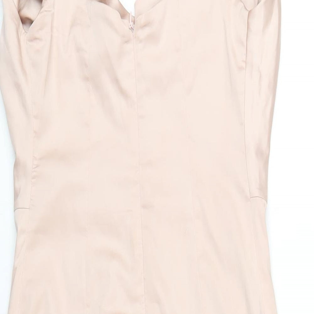 Oh Polly Womens Pink Polyester Mini Size 10 Cowl Neck Zip