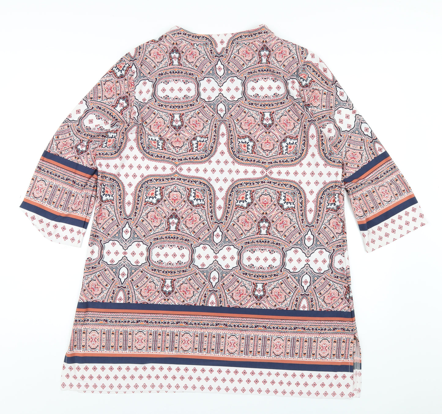 Wallis Womens Multicoloured Geometric Polyester Basic T-Shirt Size L V-Neck