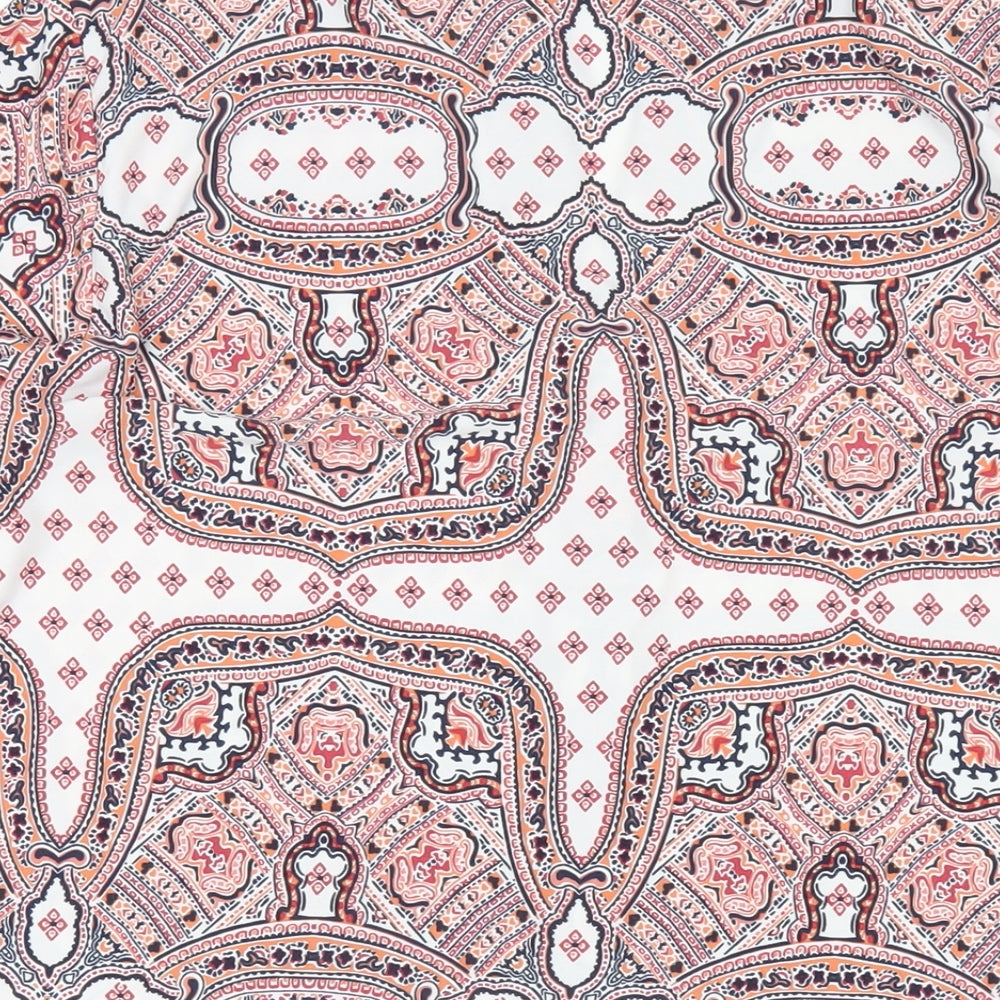 Wallis Womens Multicoloured Geometric Polyester Basic T-Shirt Size L V-Neck