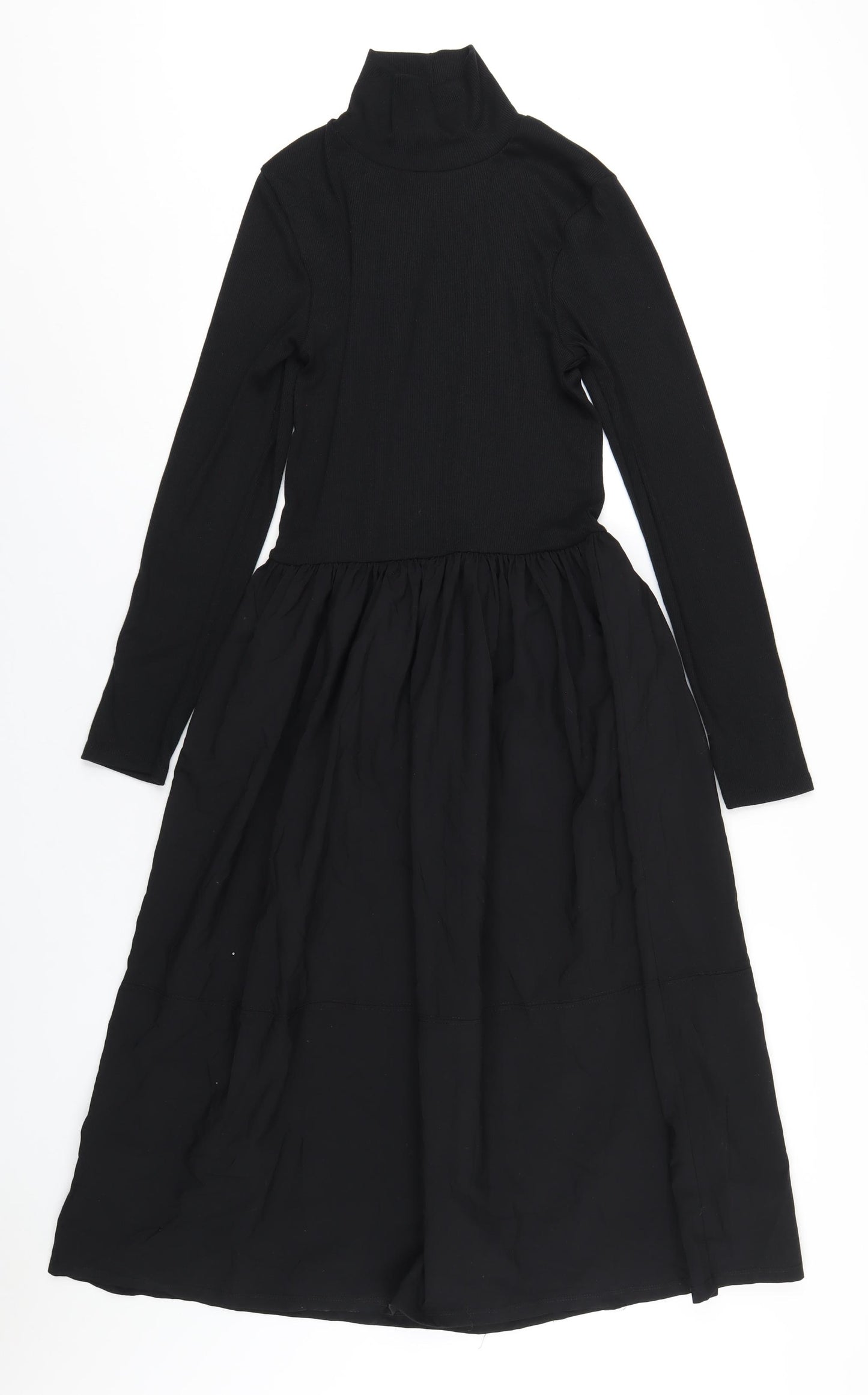 Zara Womens Black Polyester A-Line Size M Mock Neck Pullover