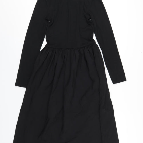 Zara Womens Black Polyester A-Line Size M Mock Neck Pullover