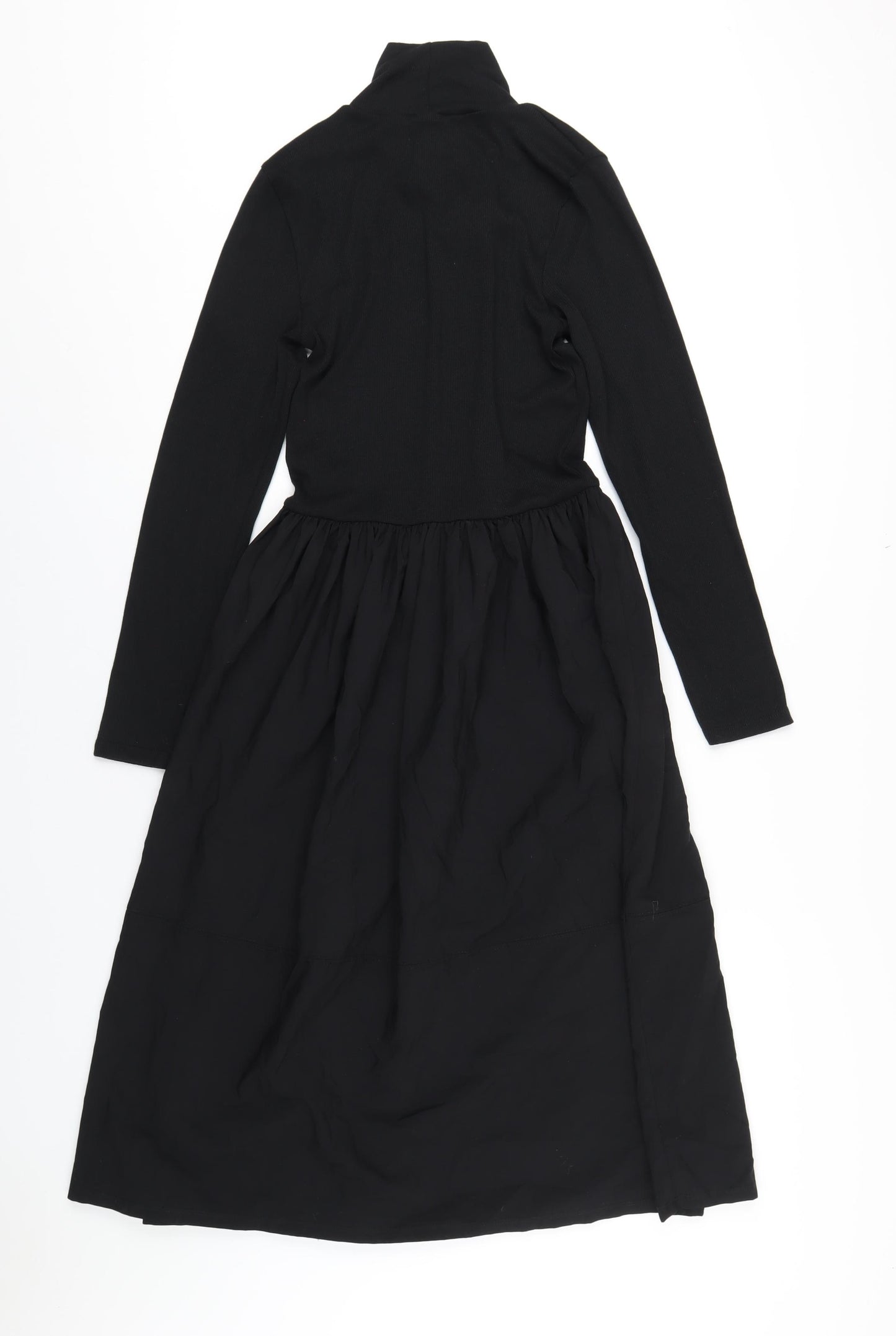 Zara Womens Black Polyester A-Line Size M Mock Neck Pullover