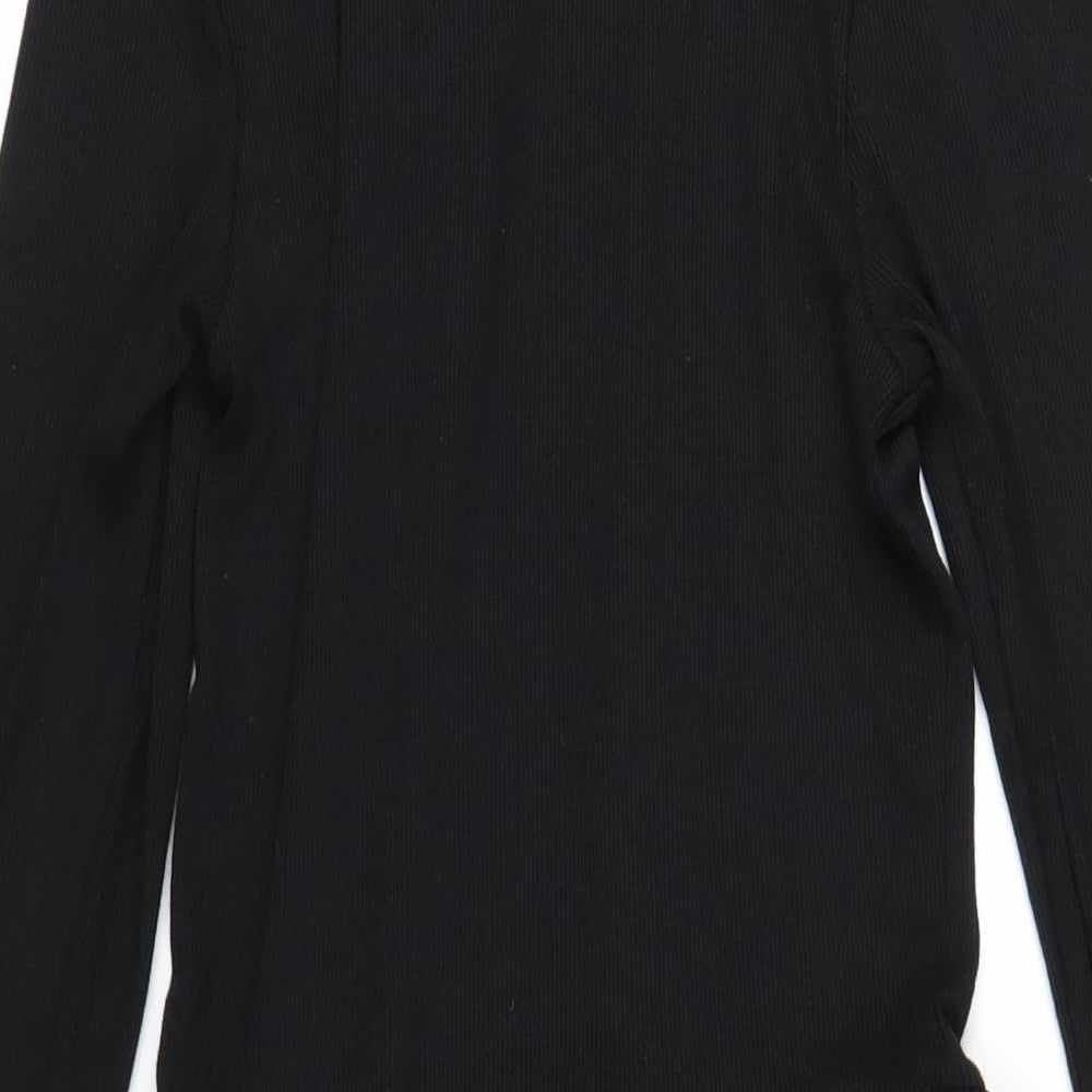 Zara Womens Black Polyester A-Line Size M Mock Neck Pullover
