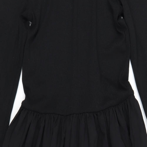 Zara Womens Black Polyester A-Line Size M Mock Neck Pullover