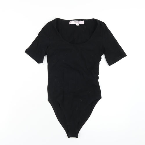 Miss Selfridge Womens Black Cotton Bodysuit One-Piece Size 6 Snap