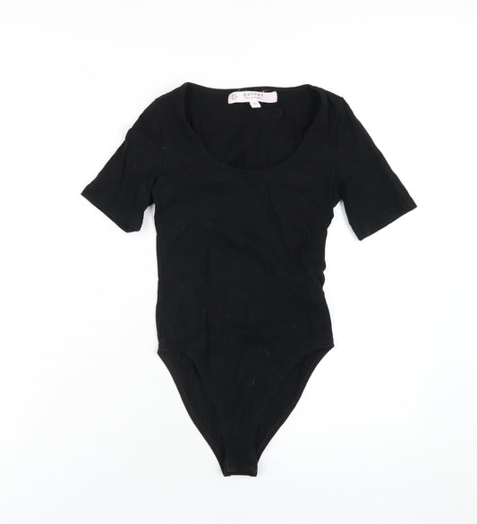 Miss Selfridge Womens Black Cotton Bodysuit One-Piece Size 6 Snap