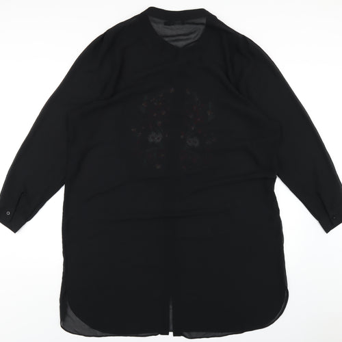 Boohoo Womens Black Polyester A-Line Size 22 Round Neck Button