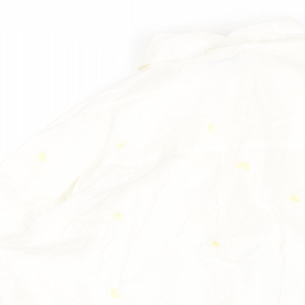 Pimkie Womens White Geometric Cotton Basic Button-Up Size 12 Collared