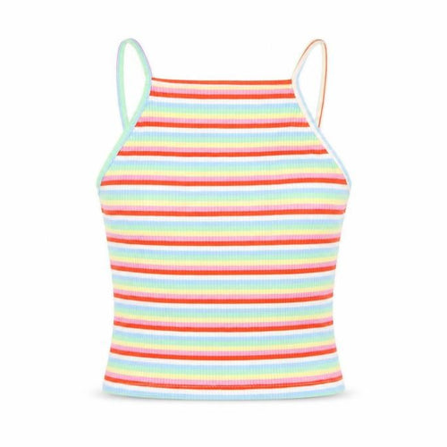New Look Womens Multicoloured Striped Polyester Camisole T-Shirt Size 12 Square Neck