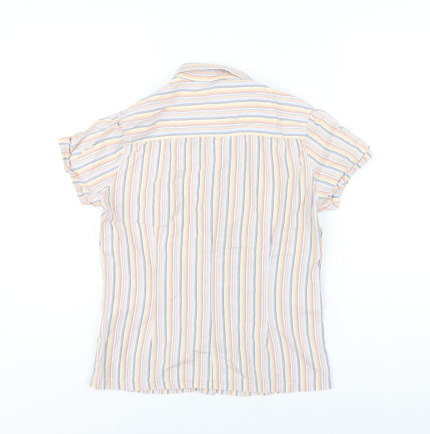 Topshop Womens Multicoloured Striped Cotton Basic Button-Up Size 10 Collared