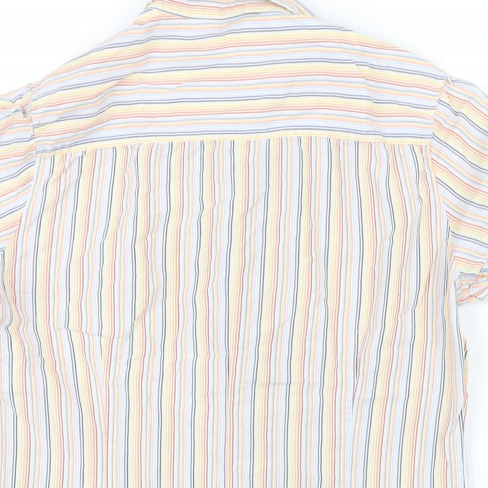 Topshop Womens Multicoloured Striped Cotton Basic Button-Up Size 10 Collared