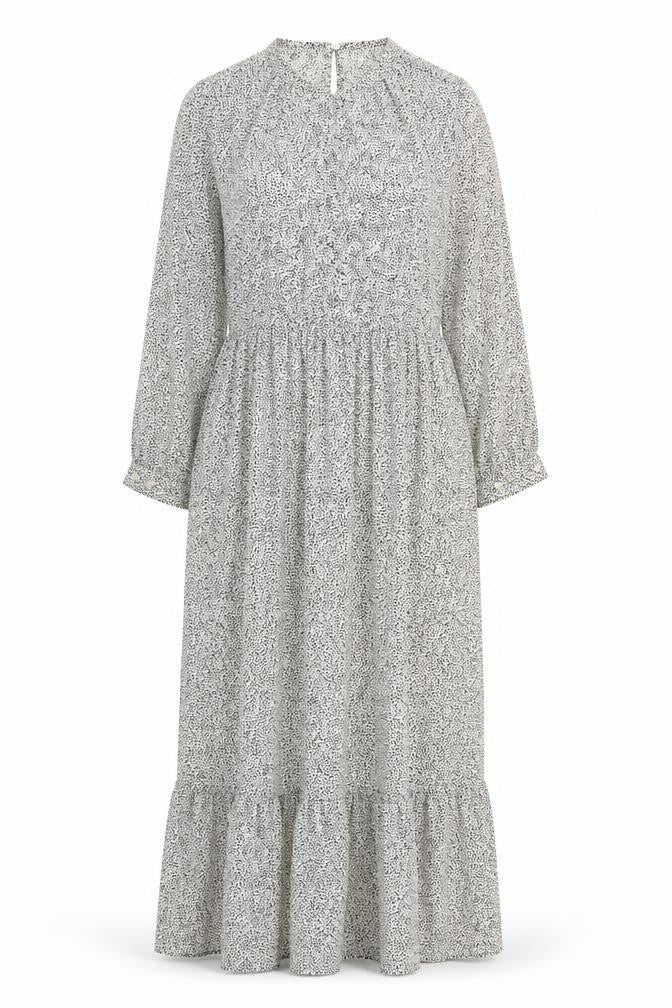 Front view of Roman women’s white geometric polyester a-line, size UK 12, round neck button
