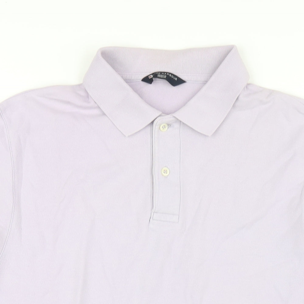 Blue Harbour Mens Purple Cotton Polo Size L Collared Button