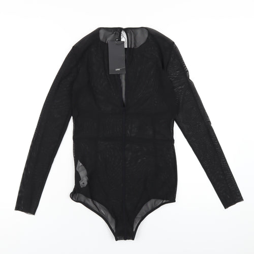 Zara Womens Black Polyester Bodysuit One-Piece Size M Snap