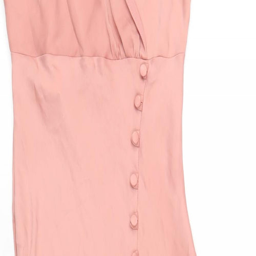 Zara Womens Pink Polyester A-Line Size XS V-Neck Pullover