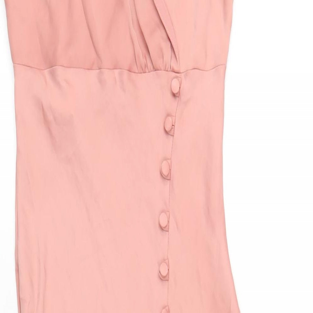 Zara Womens Pink Polyester A-Line Size XS V-Neck Pullover