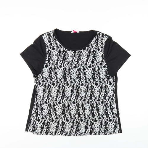 Simply Be Womens Black Polyester Basic T-Shirt Size 16 Round Neck