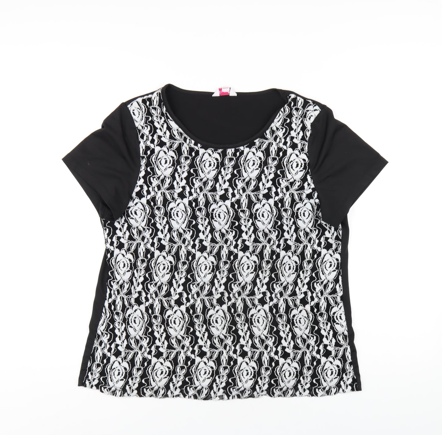 Simply Be Womens Black Polyester Basic T-Shirt Size 16 Round Neck