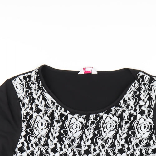 Simply Be Womens Black Polyester Basic T-Shirt Size 16 Round Neck