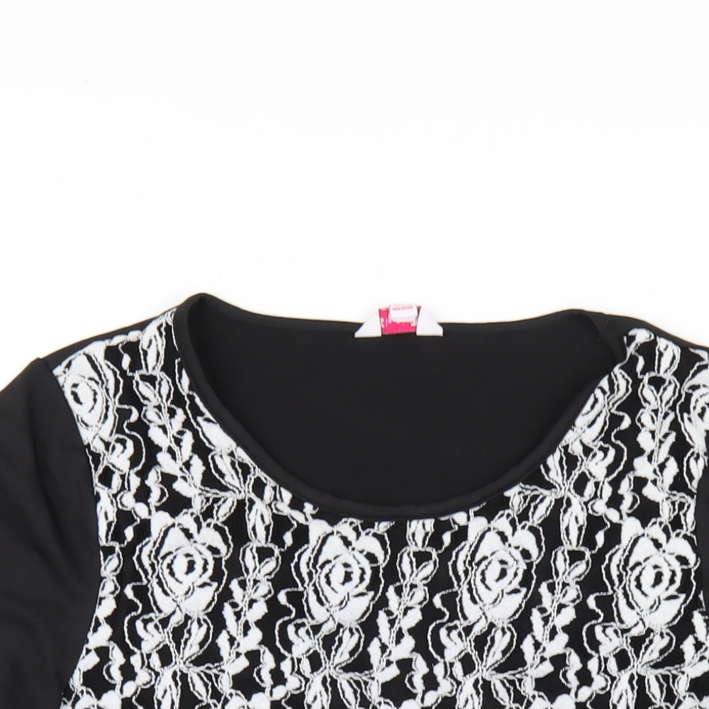 Simply Be Womens Black Polyester Basic T-Shirt Size 16 Round Neck