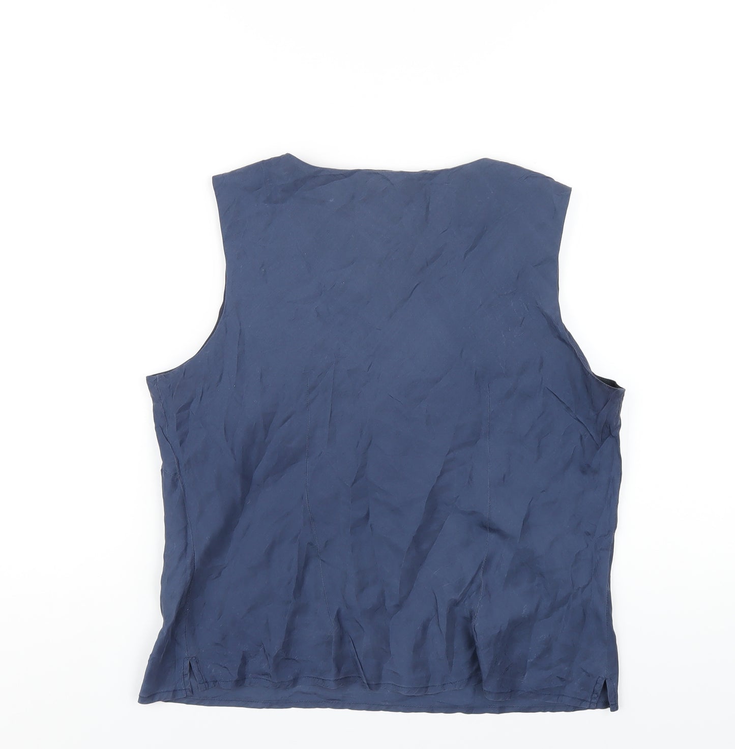 Lakeland Womens Blue Silk Basic T-Shirt Size 14 V-Neck