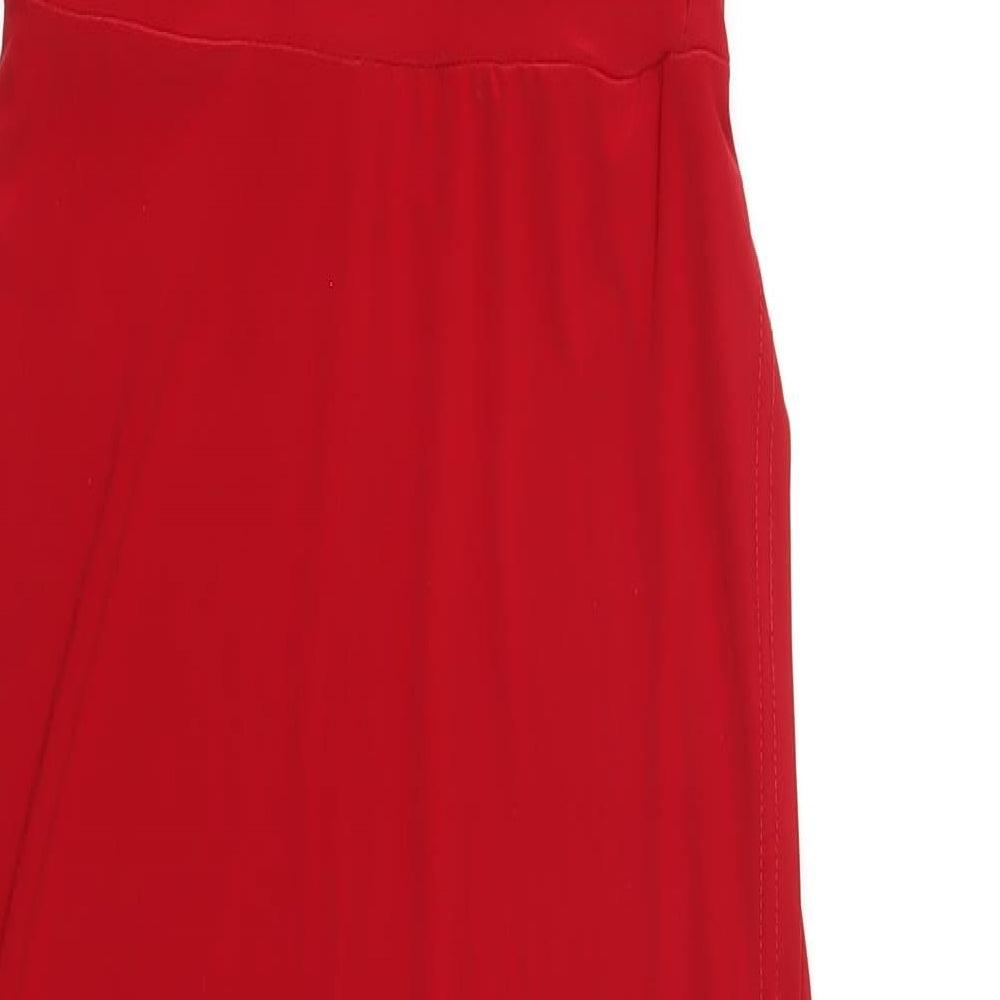 Club L Womens Red Polyester Maxi Size 10 V-Neck Pullover
