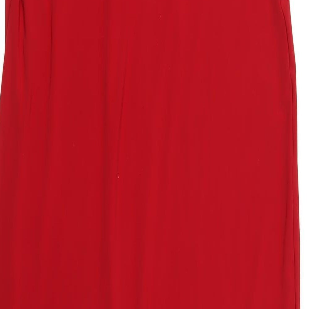 Club L Womens Red Polyester Maxi Size 10 V-Neck Pullover