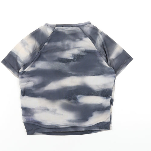 New Look Girls Grey Geometric Polyester Basic T-Shirt Size 14-15 Years Round Neck Pullover