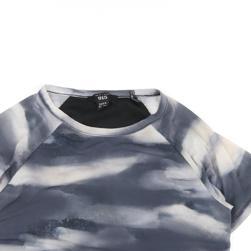 New Look Girls Grey Geometric Polyester Basic T-Shirt Size 14-15 Years Round Neck Pullover