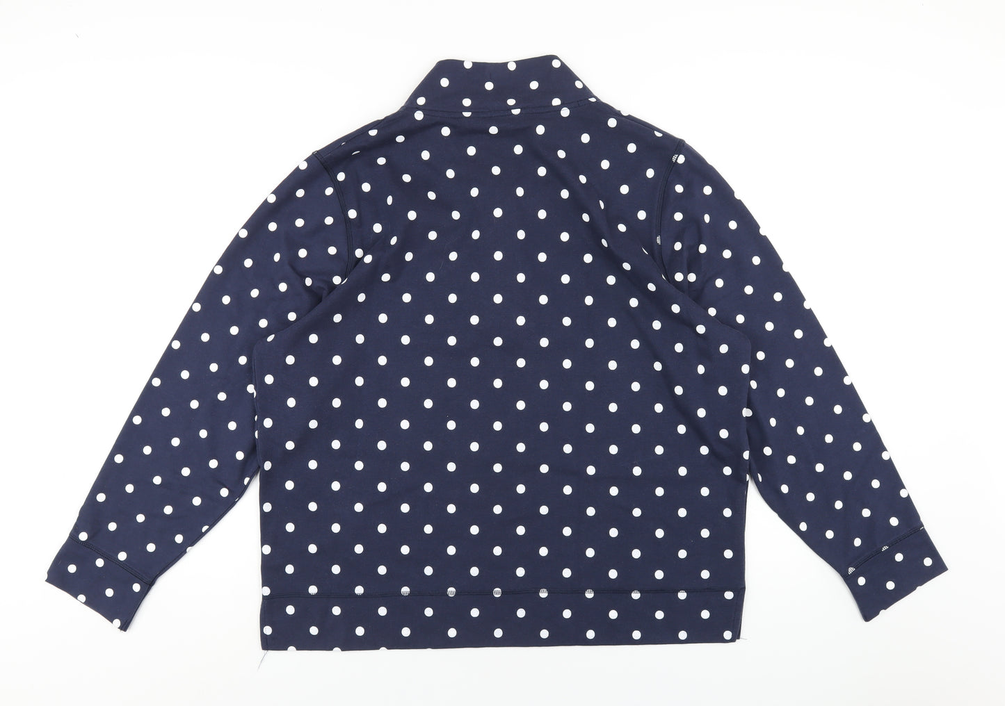 BHS Womens Blue Polka Dot Cotton Pullover Sweatshirt Size 22 Button