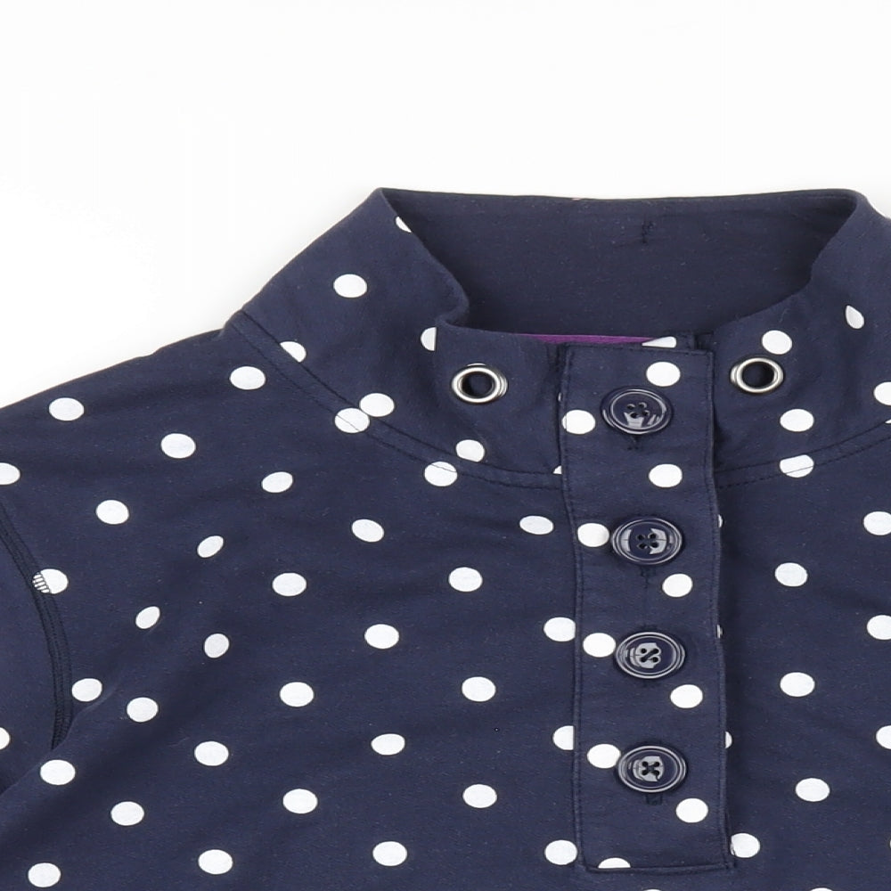 BHS Womens Blue Polka Dot Cotton Pullover Sweatshirt Size 22 Button