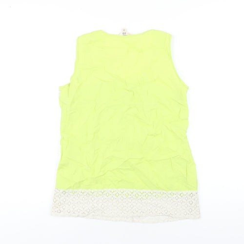 And Womens Green Cotton Basic Tank Size 14 Scoop Neck
