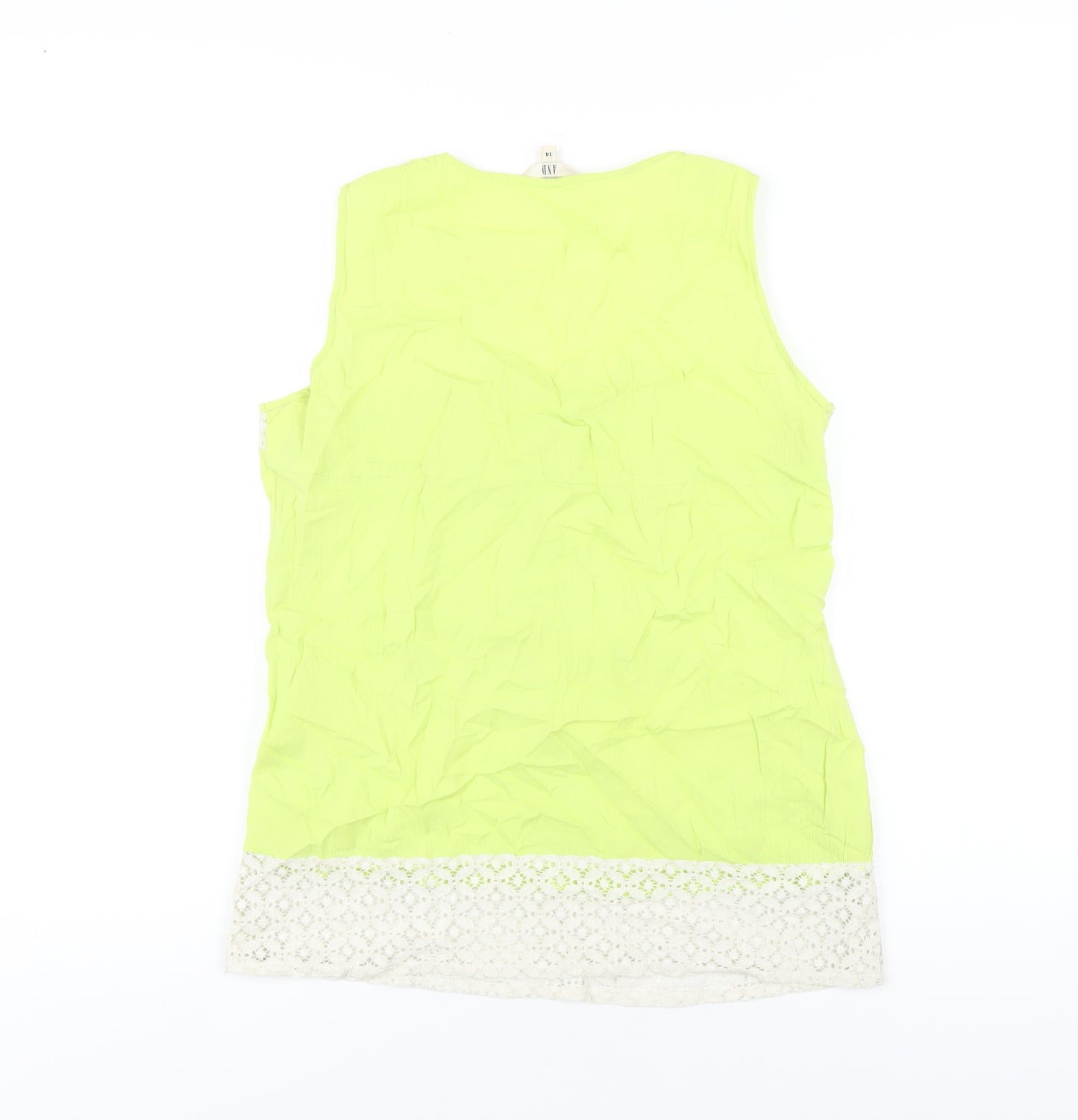 And Womens Green Cotton Basic Tank Size 14 Scoop Neck