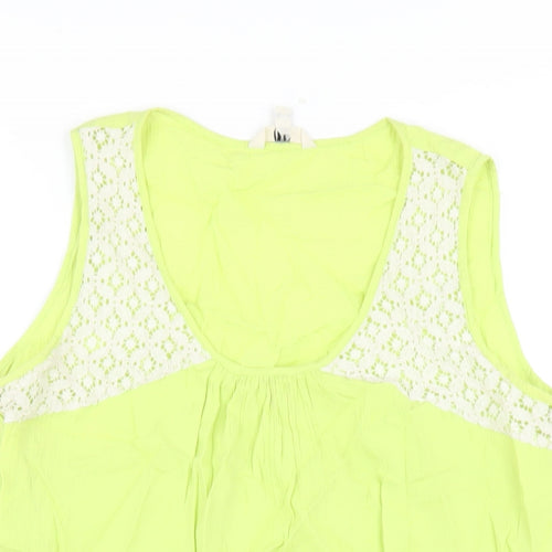 And Womens Green Cotton Basic Tank Size 14 Scoop Neck