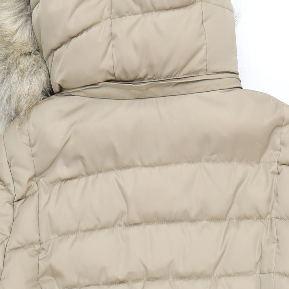 Per Una Womens Beige Puffer Jacket Coat Size 12 Zip