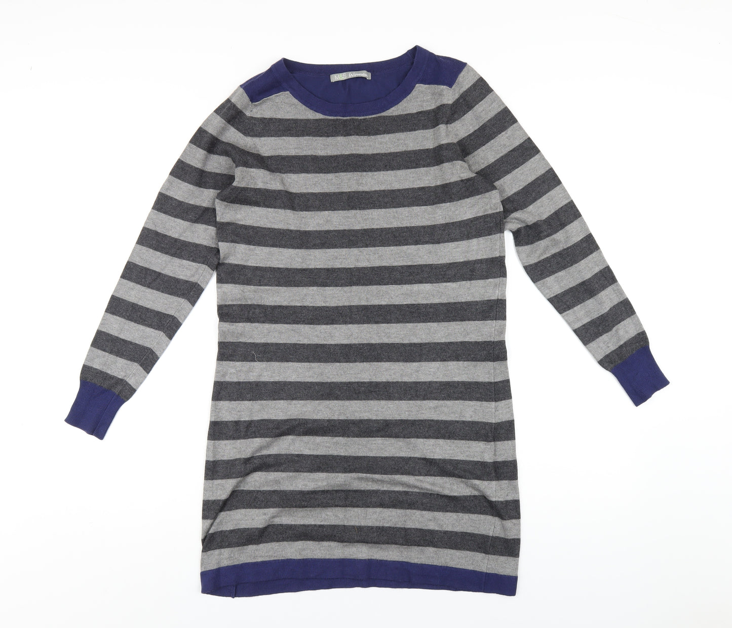 Marks and Spencer Womens Grey Viscose Bodycon Size 10 Round Neck Pullover