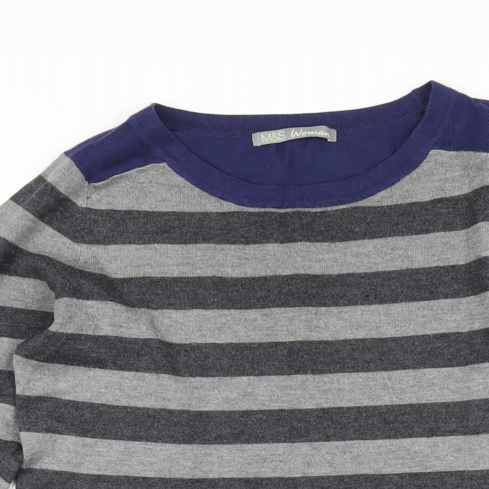 Marks and Spencer Womens Grey Viscose Bodycon Size 10 Round Neck Pullover