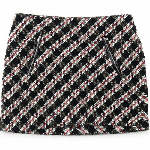 Zara Womens Multicoloured Plaid Cotton A-Line Skirt Size L Zip