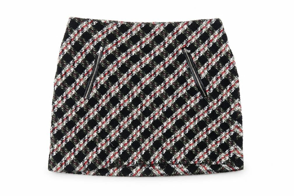Zara Womens Multicoloured Plaid Cotton A-Line Skirt Size L Zip