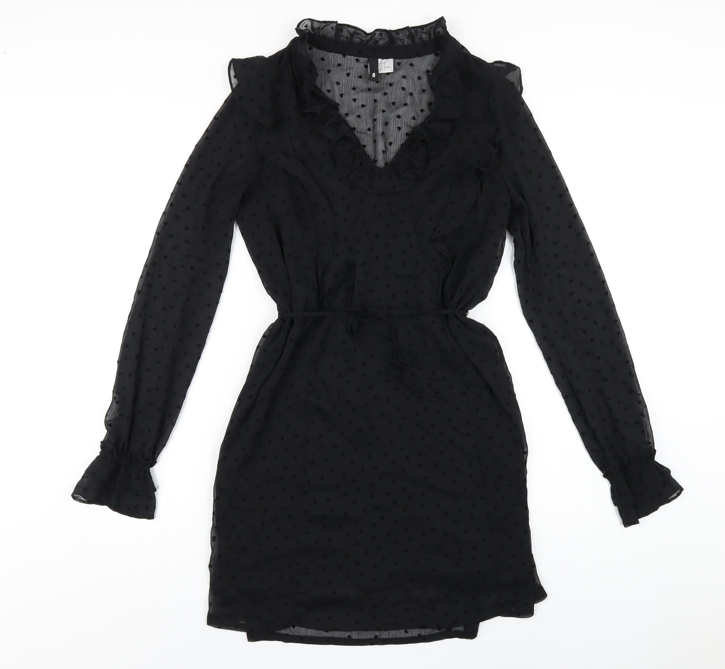 H&M Womens Black Polyester A-Line Size 6 V-Neck Pullover