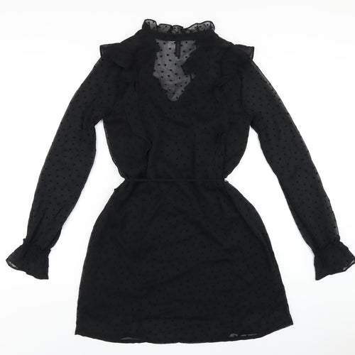 H&M Womens Black Polyester A-Line Size 6 V-Neck Pullover