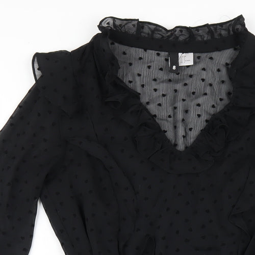 H&M Womens Black Polyester A-Line Size 6 V-Neck Pullover