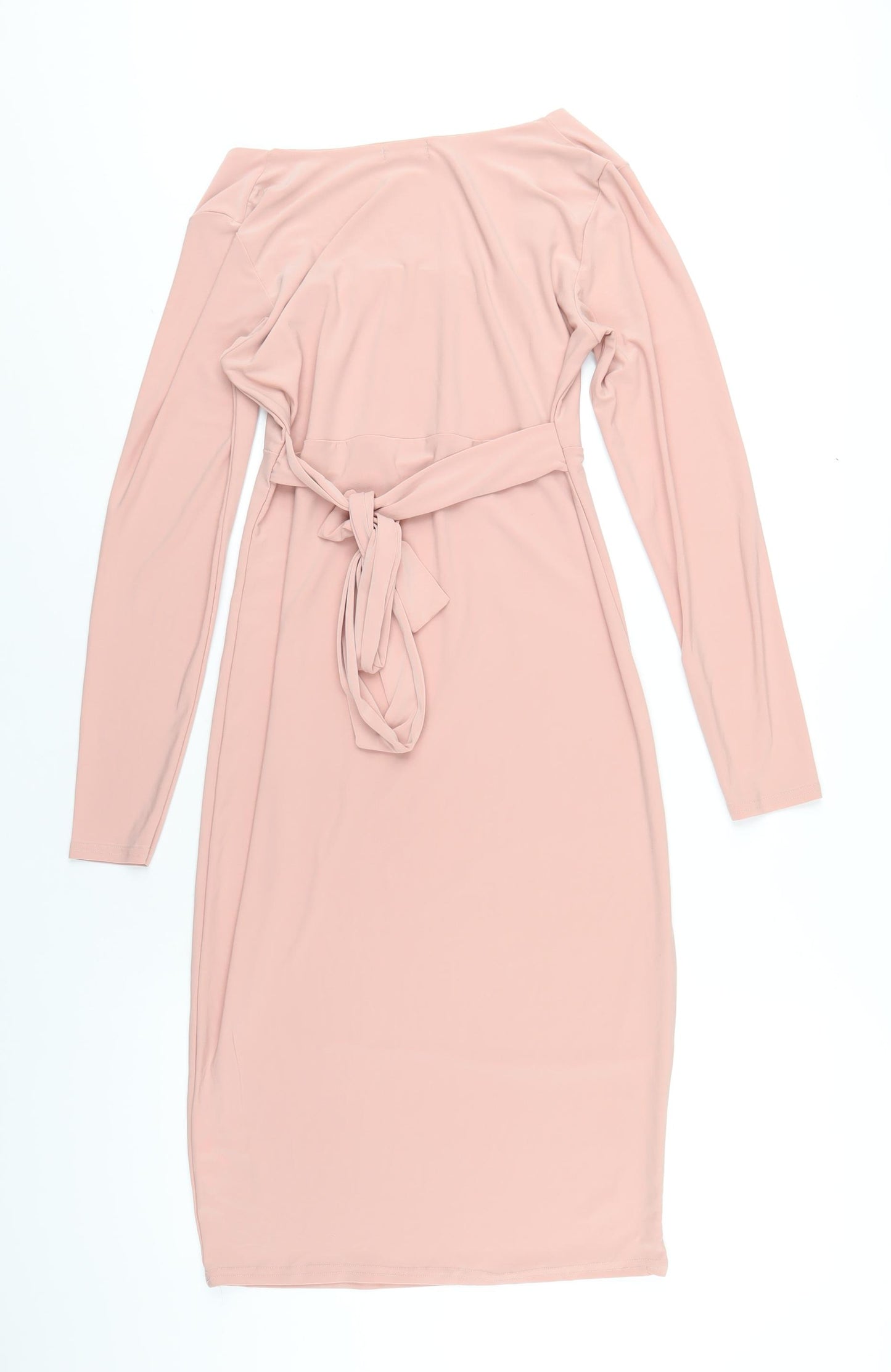 Boohoo Womens Pink Polyester Bodycon Size 12 Square Neck Pullover