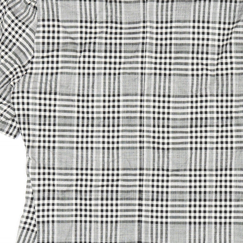 Zara Womens Grey Plaid Viscose A-Line Size S Round Neck Zip