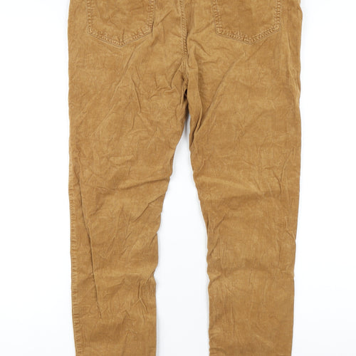 Marks and Spencer Womens Brown Cotton Trousers Size 12 L29 in Regular Zip