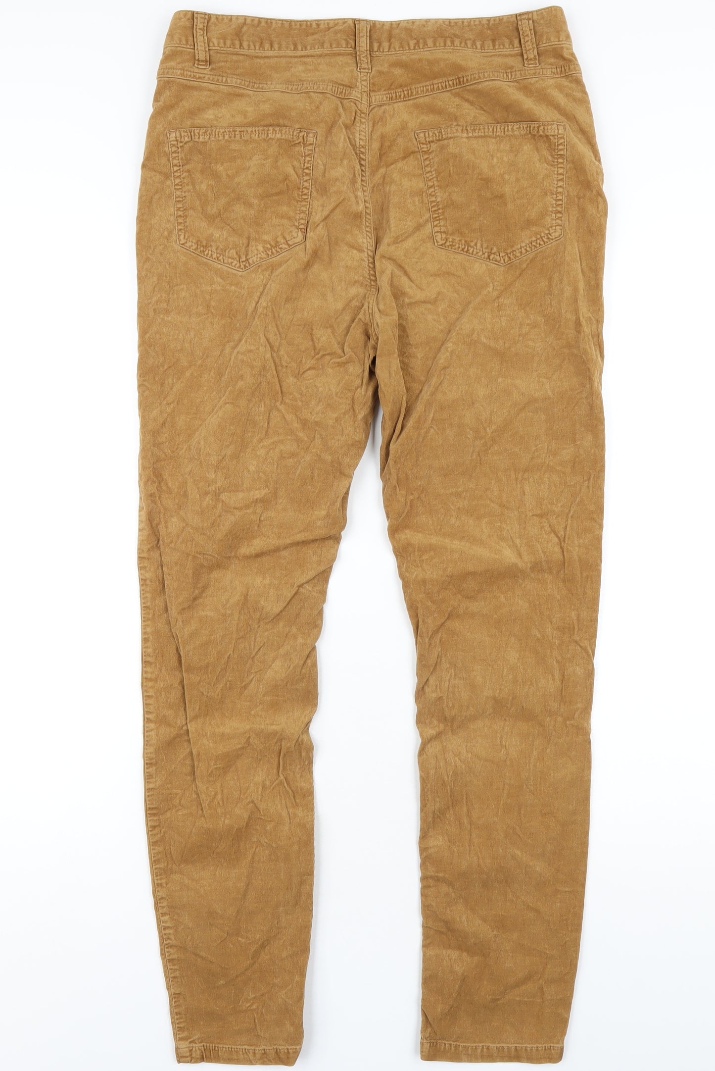 Marks and Spencer Womens Brown Cotton Trousers Size 12 L29 in Regular Zip