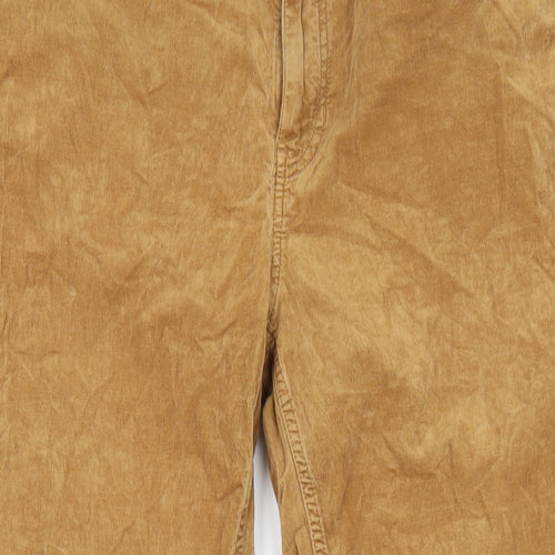 Marks and Spencer Womens Brown Cotton Trousers Size 12 L29 in Regular Zip