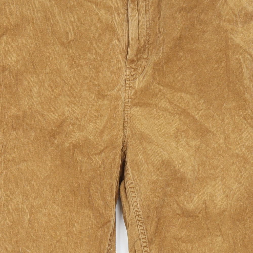 Marks and Spencer Womens Brown Cotton Trousers Size 12 L29 in Regular Zip