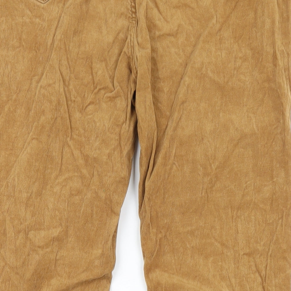 Marks and Spencer Womens Brown Cotton Trousers Size 12 L29 in Regular Zip