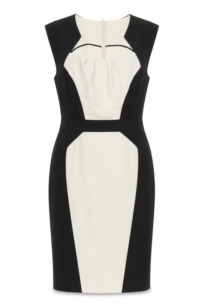 Dorothy Perkins Womens Black Polyester Pencil Dress Size 12 Square Neck Zip